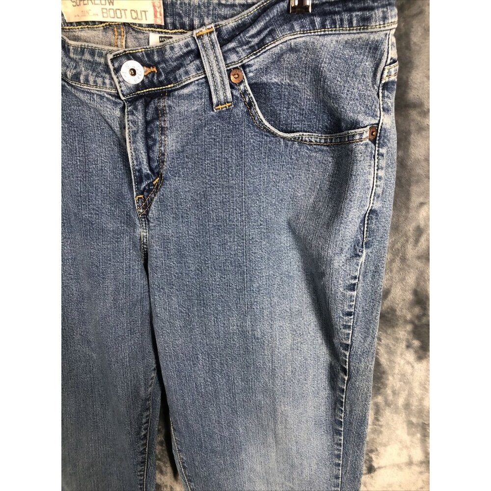 Levi's 518 Super Low JR Size 19 Denim Blue Jeans Cotton Blend Boot Cut - Picture 4 of 15